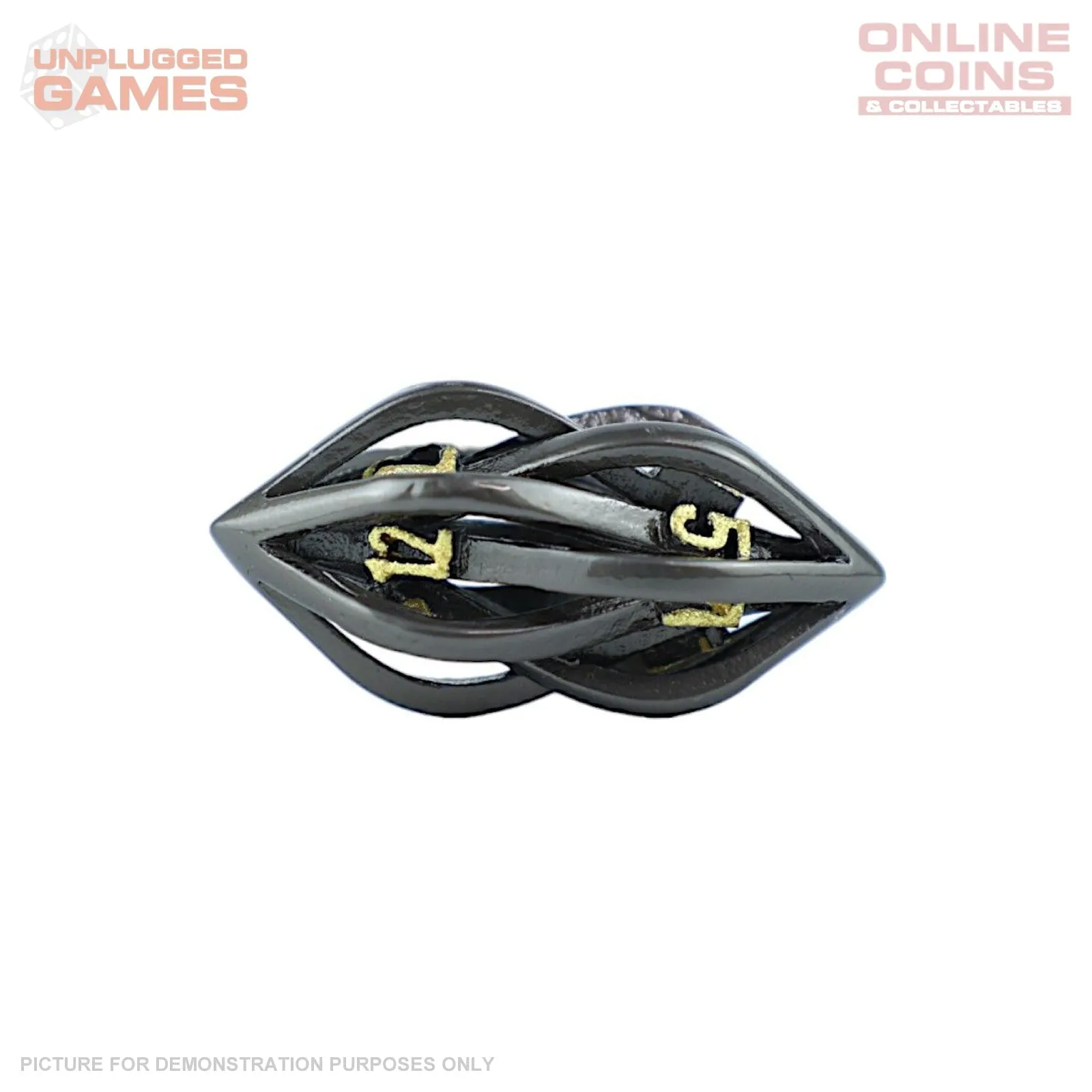 LPG Dice RPG Set Hollow Elliptic - Black and Gold