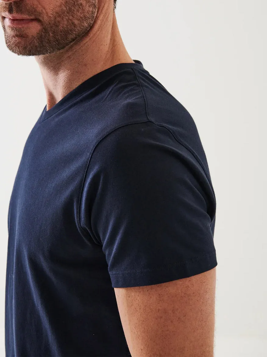Patrick Assaraf Pima Cotton Stretch V-Neck T-Shirt in Midnight
