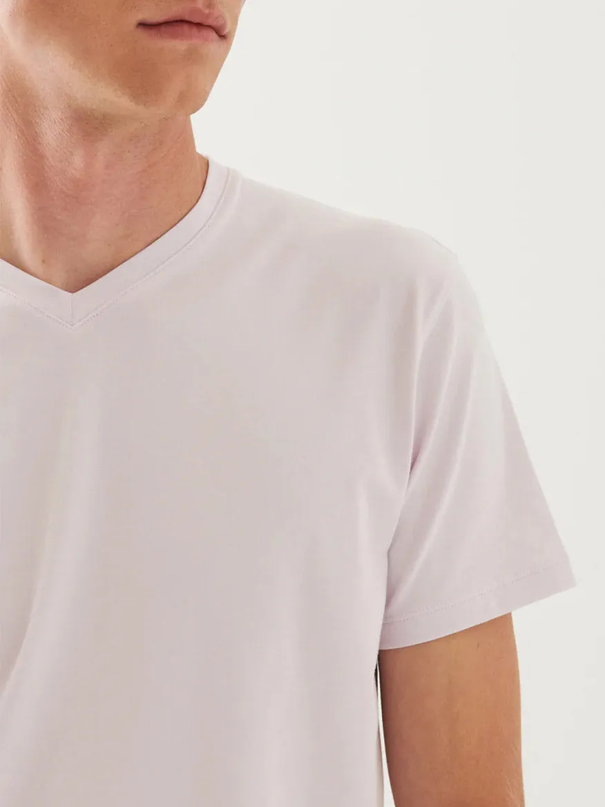 Patrick Assaraf Pima Cotton Stretch V-Neck T-Shirt in Misty Rose