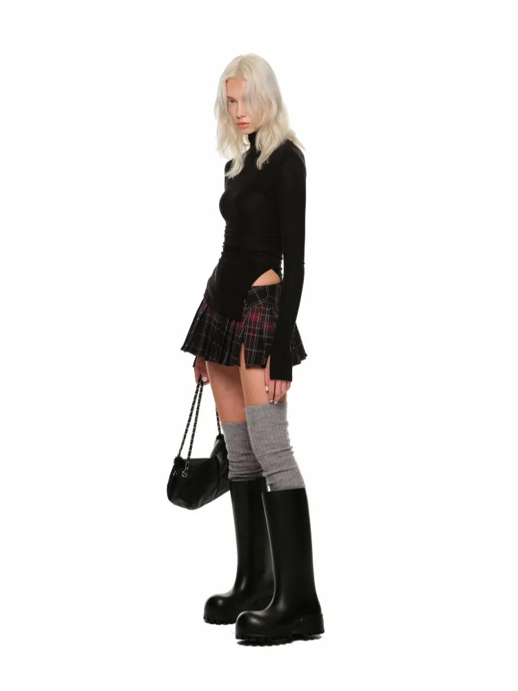 Plaid Pleated Mini Skirt