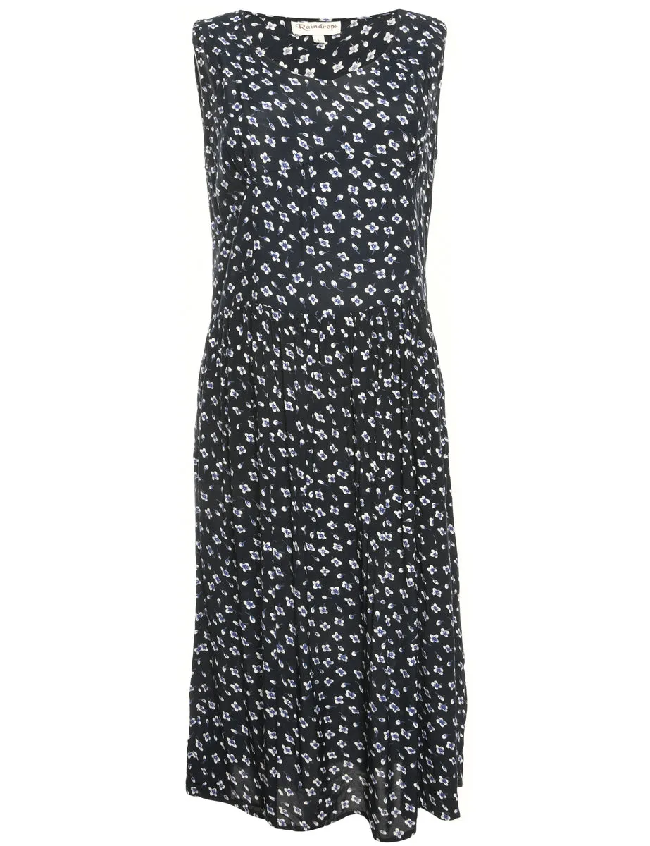 Pleated Floral Dress - M