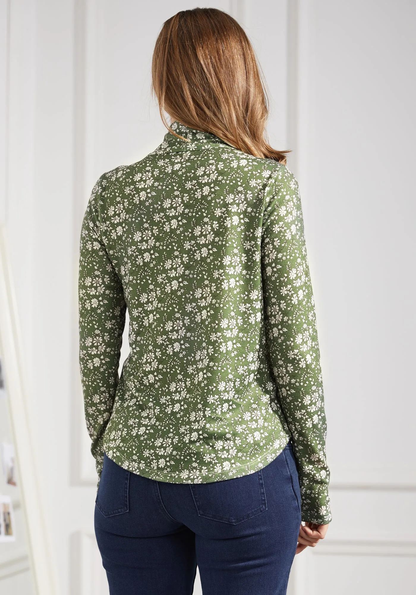 Pleated V-Neck Top (Arcadia Floral)