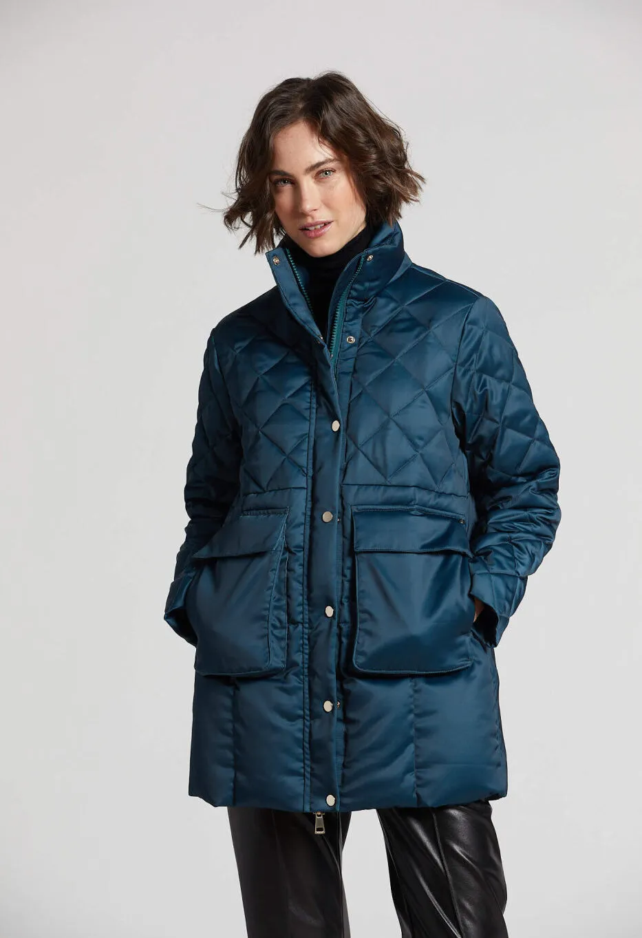 Praline Satin Quilted Down Coat
