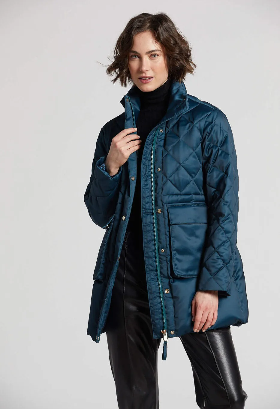 Praline Satin Quilted Down Coat