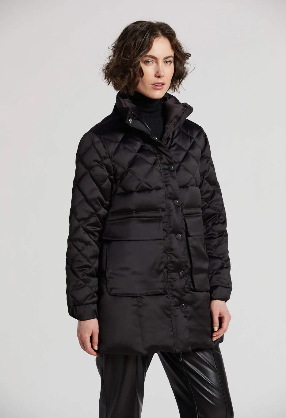 Praline Satin Quilted Down Coat