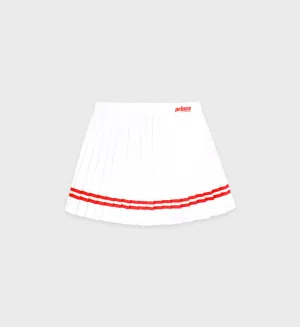 Prince Sporty Pleated Skirt - White/Red