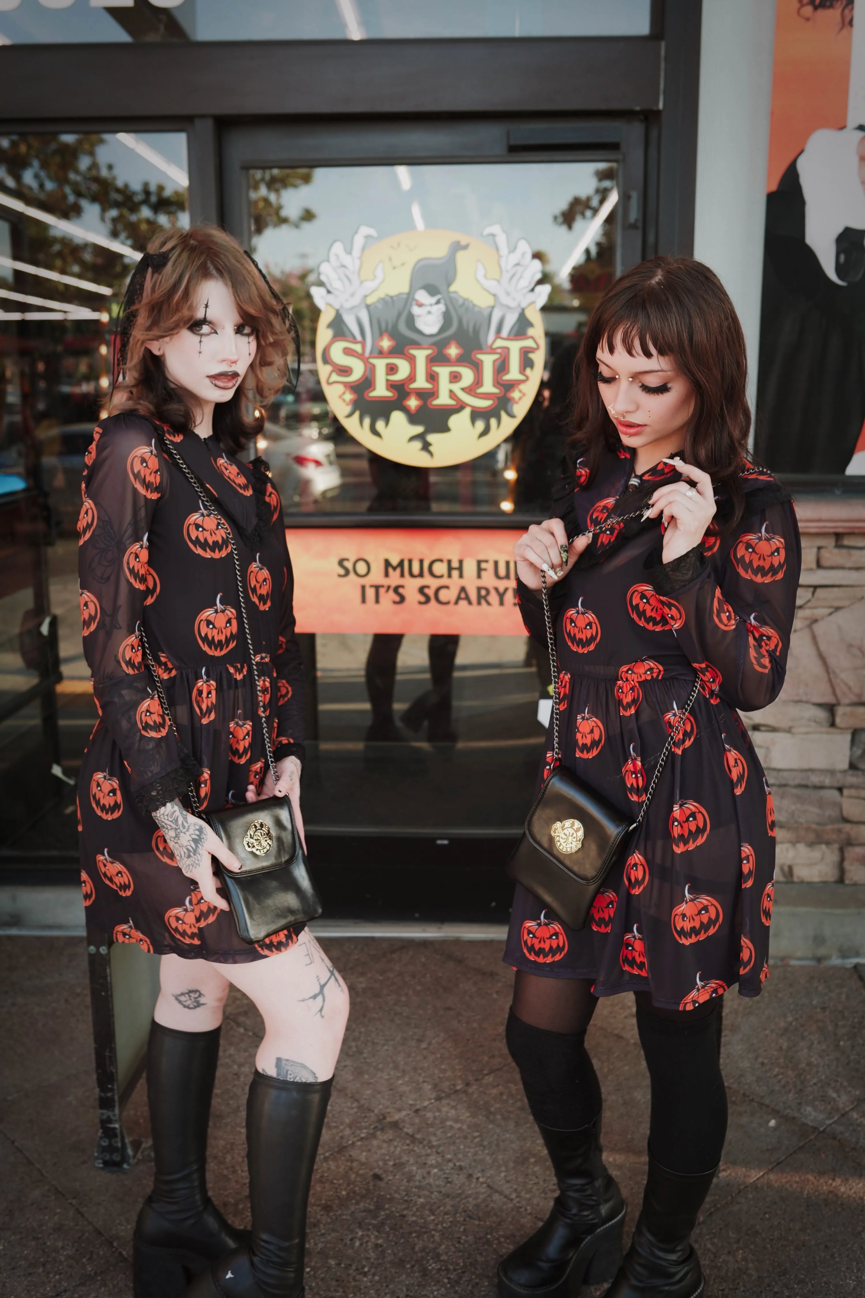 Pumpkin Print Victorian Lace Dress
