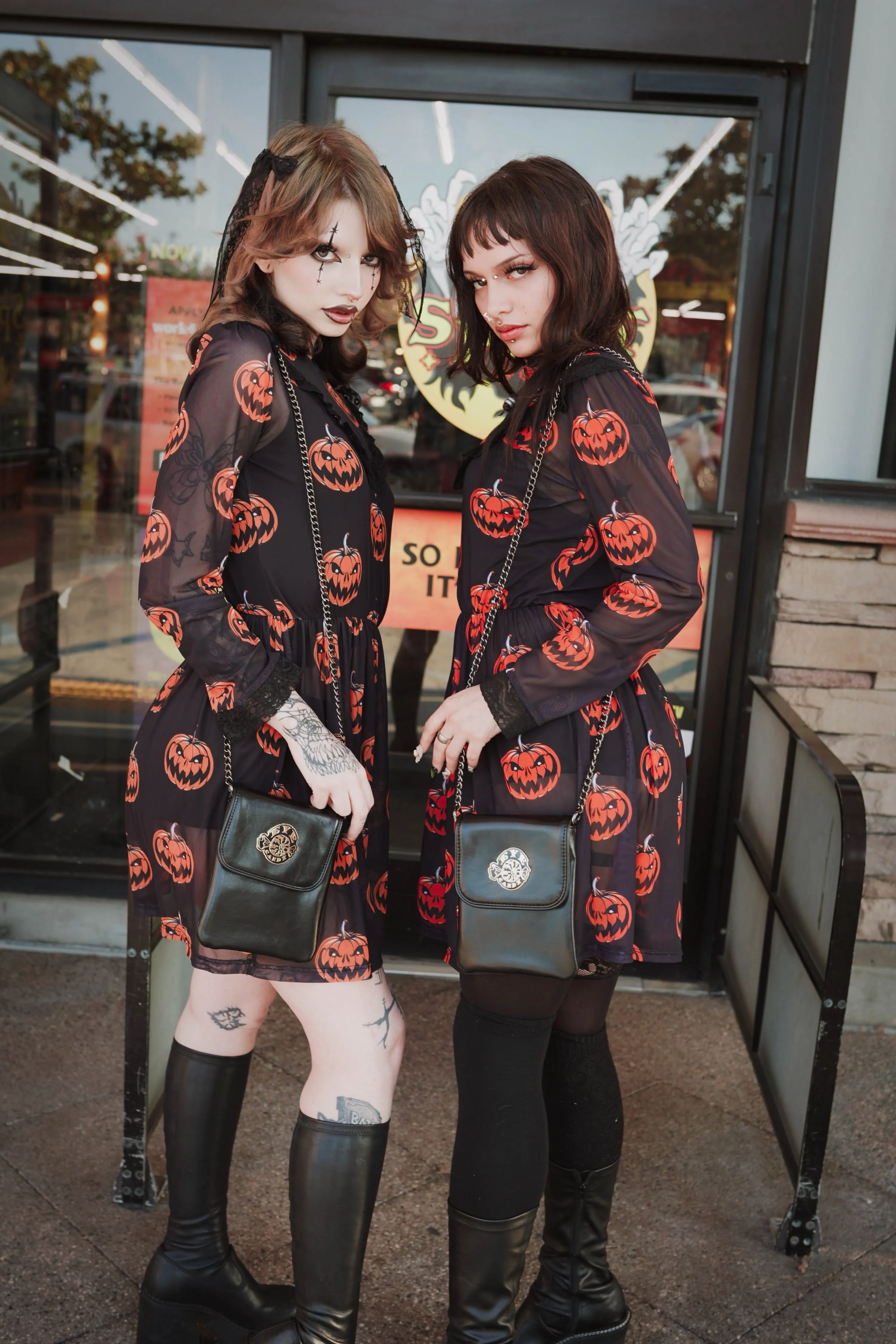 Pumpkin Print Victorian Lace Dress