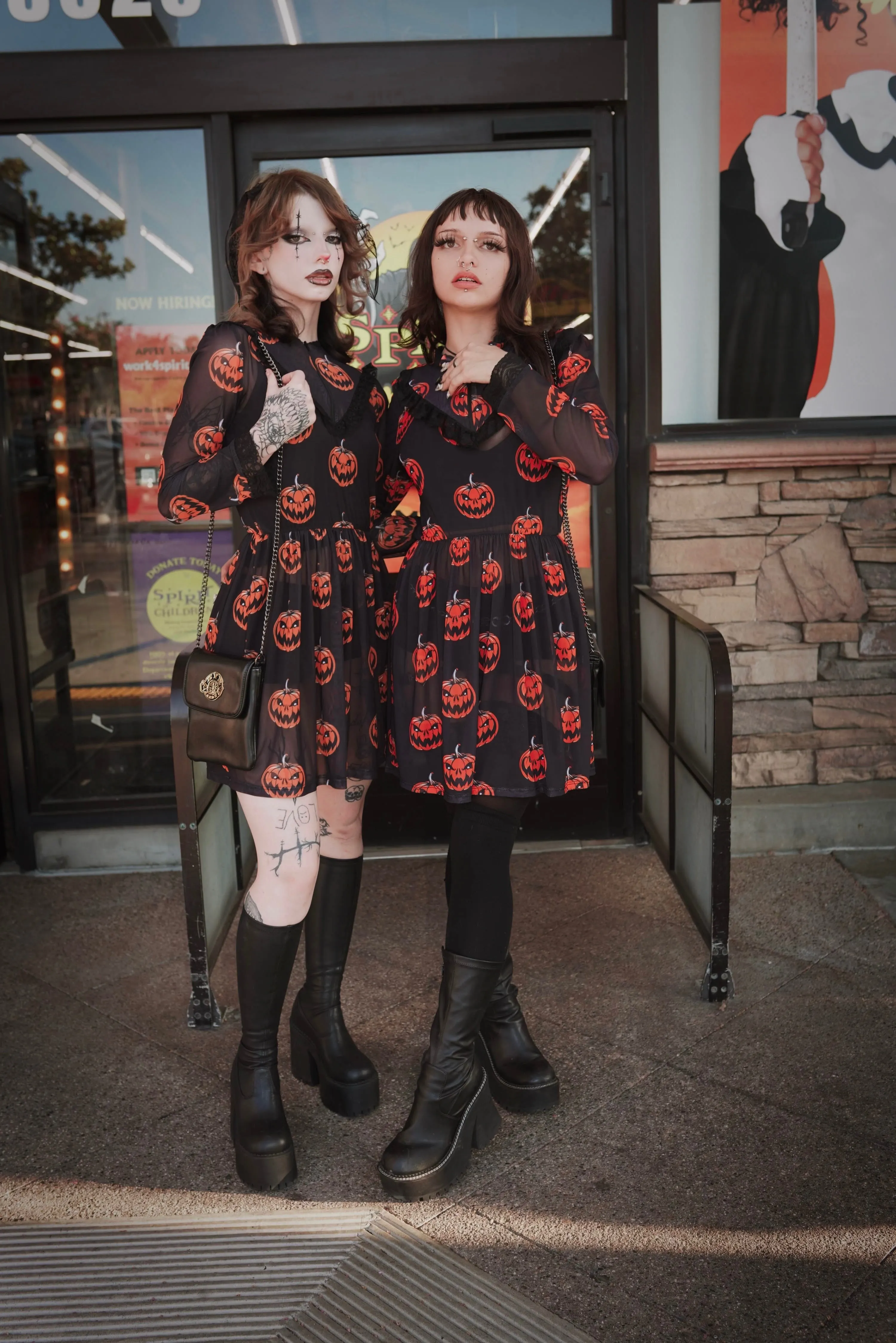 Pumpkin Print Victorian Lace Dress