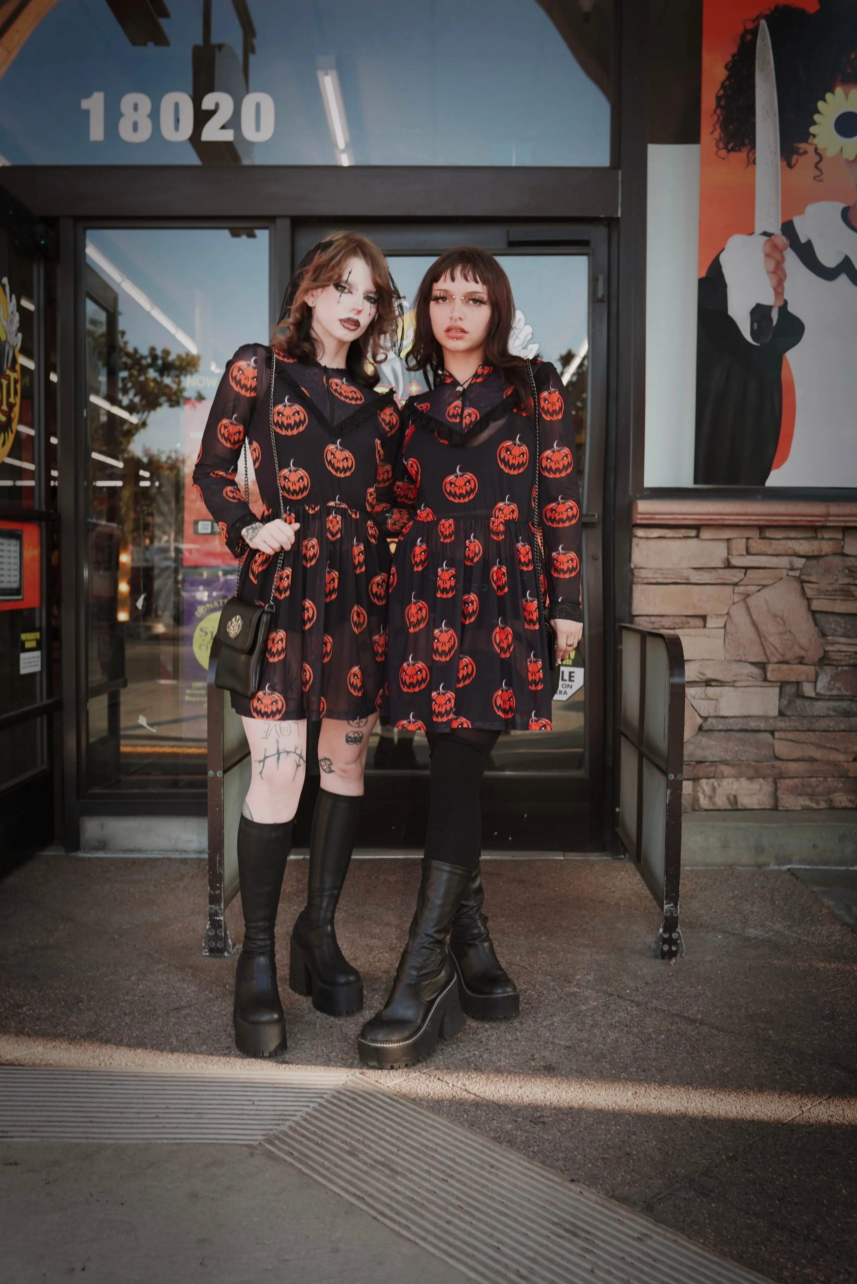 Pumpkin Print Victorian Lace Dress