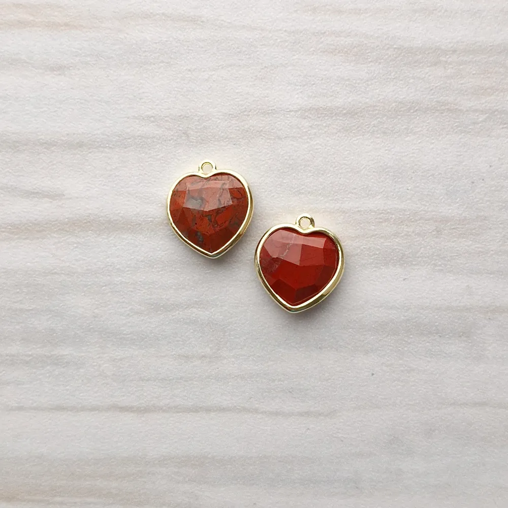 Red Jasper Heart Rim Set Dangles