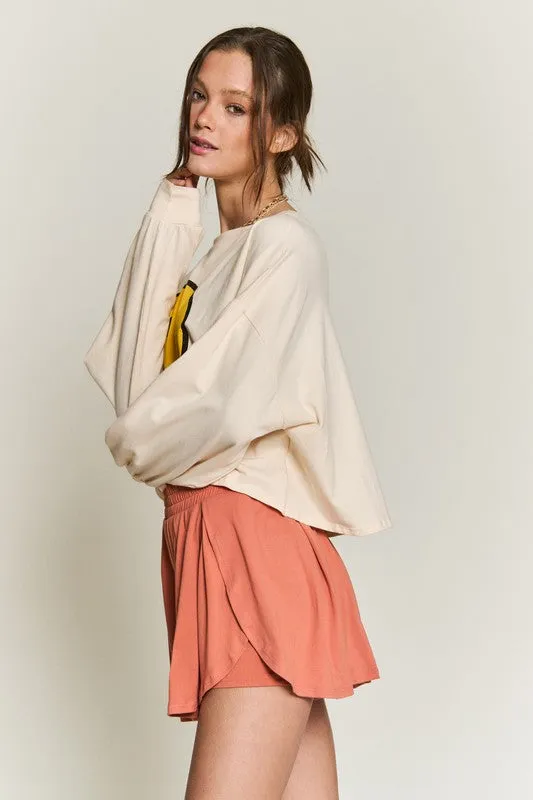 SMILEY FACE LONG SLEEVE CROP TOP *Online Only*