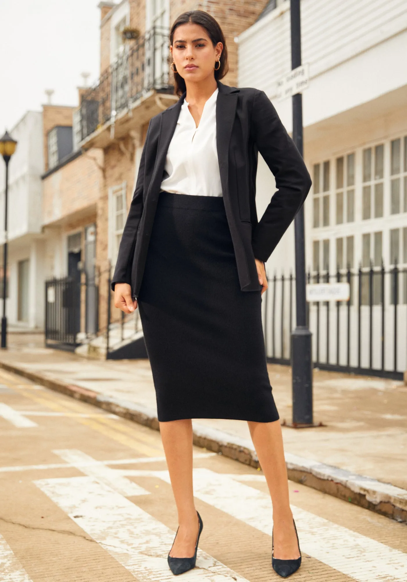 SoftBlend Merino Pencil Skirt (Black)