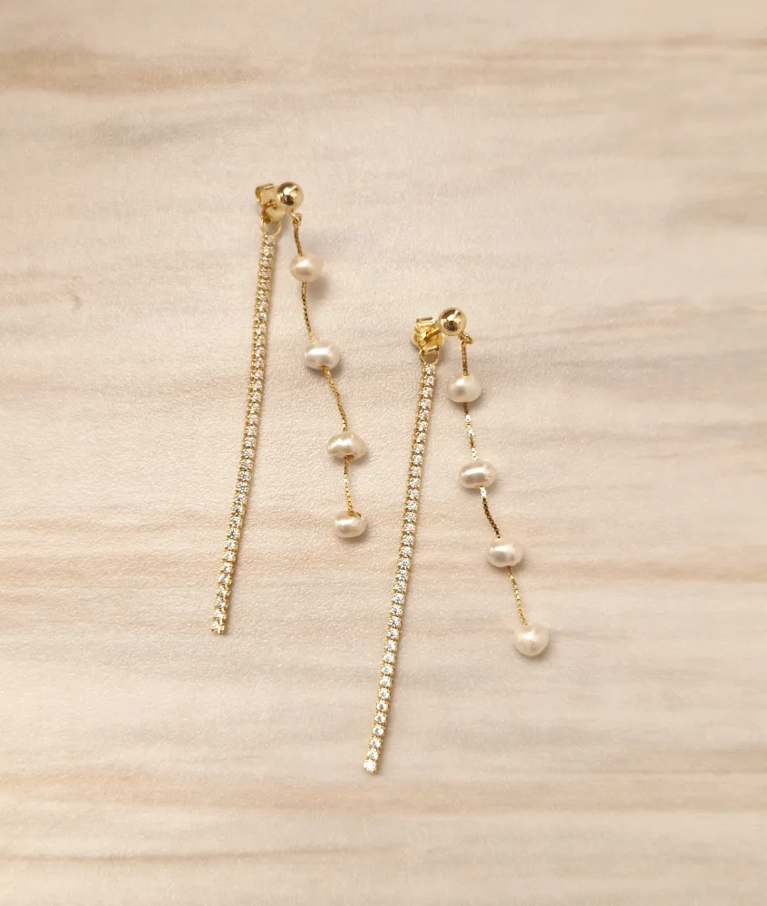 Tennis and Pearls Drop Earrings