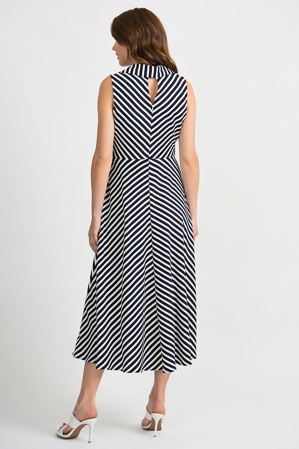V-Neck Midi Summer Dress With Chevron Stripes