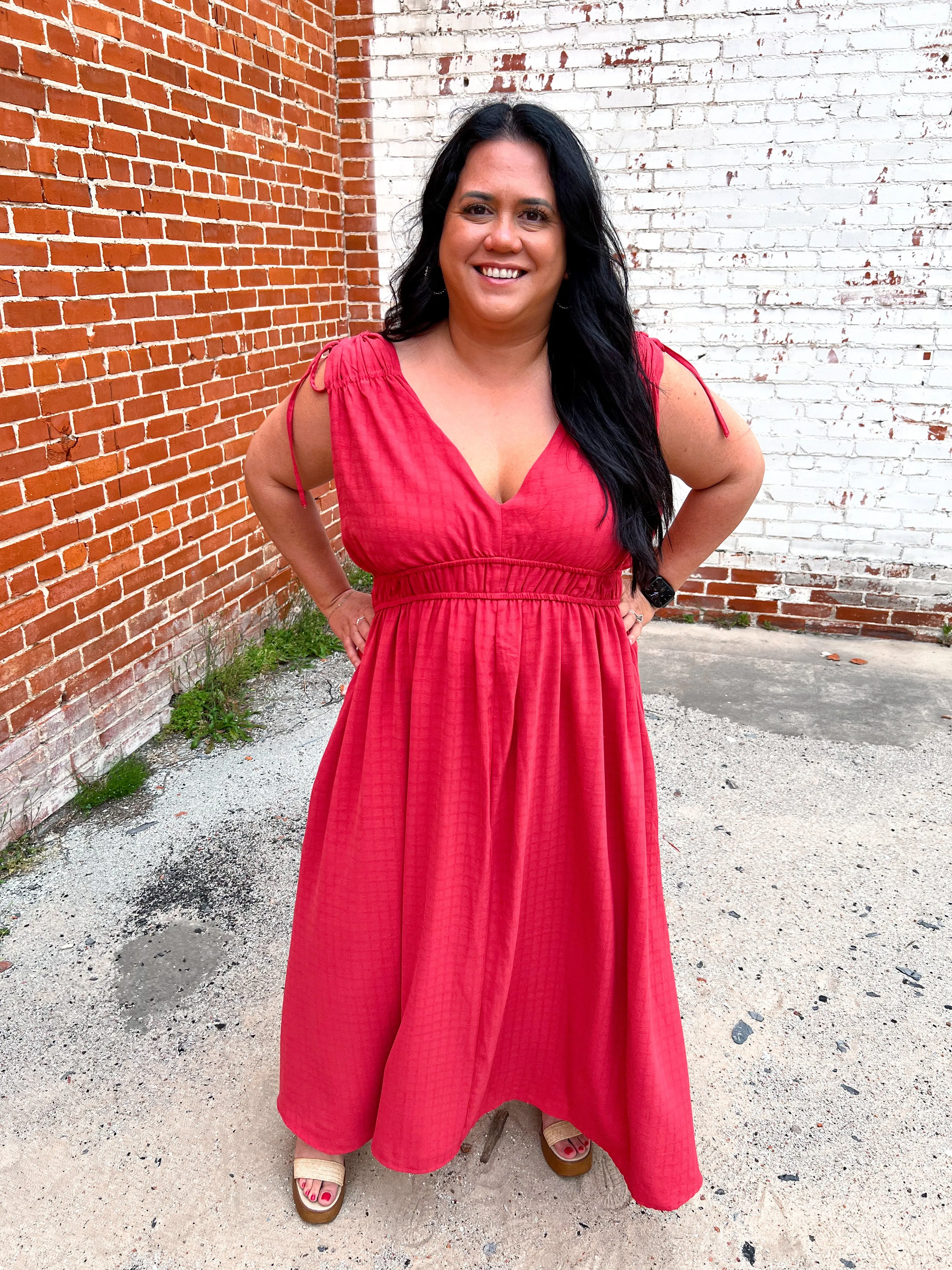 Valerie Textured Woven Goddess like Midi Flare Dress