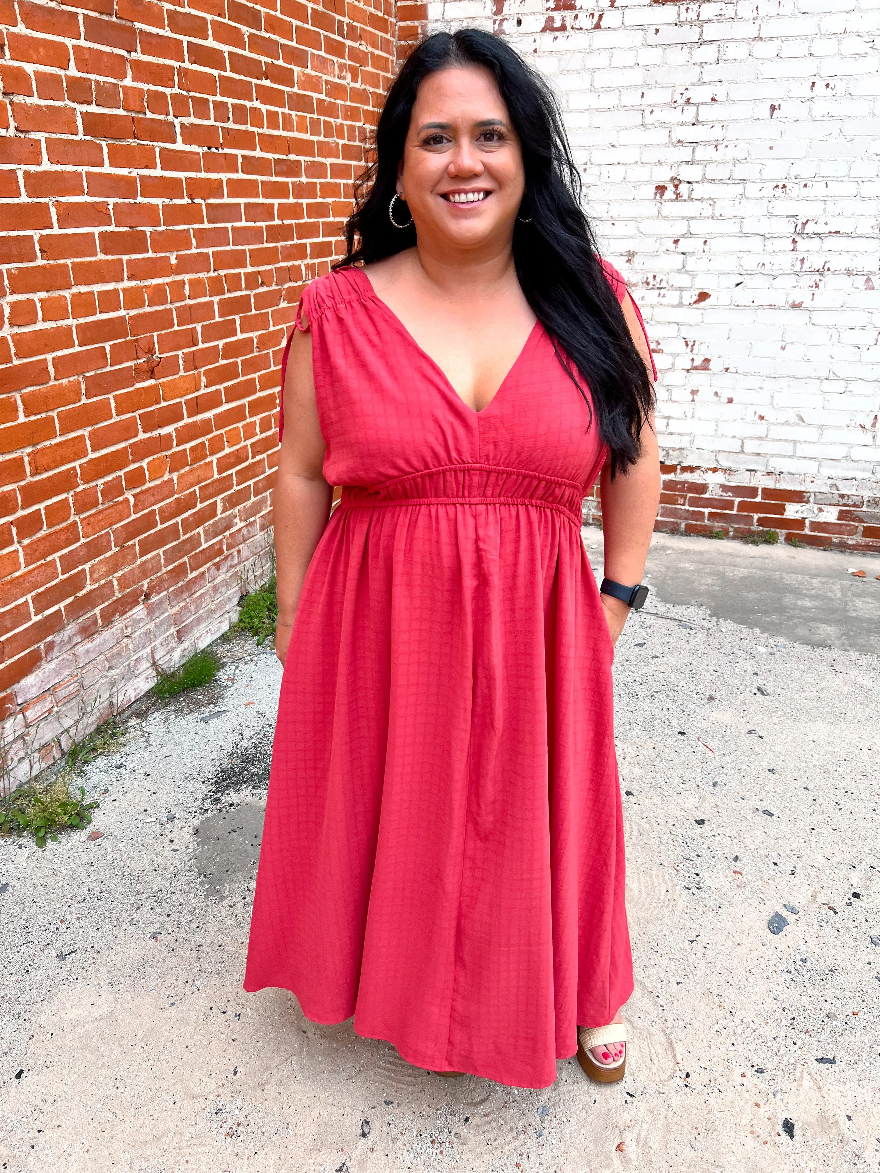 Valerie Textured Woven Goddess like Midi Flare Dress