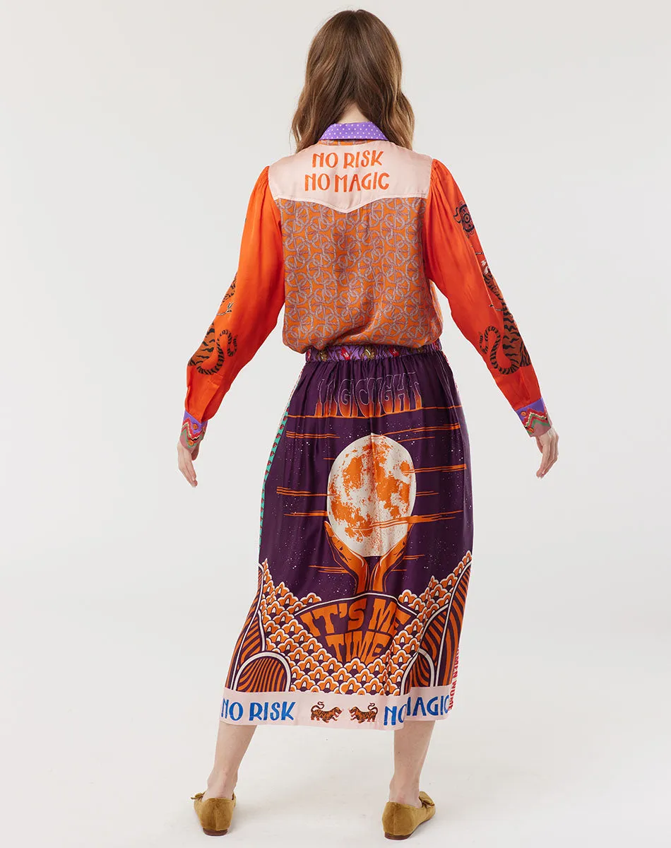 Vanessa Printed Retro Midi Skirt
