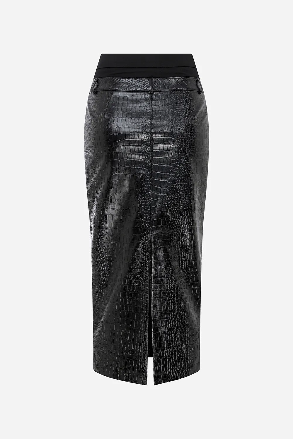 Vesper - Crocodile Vegan Leather Pencil Skirt