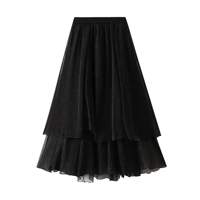 Women Elegant Cloud Gauze Large Swing Skirt 757