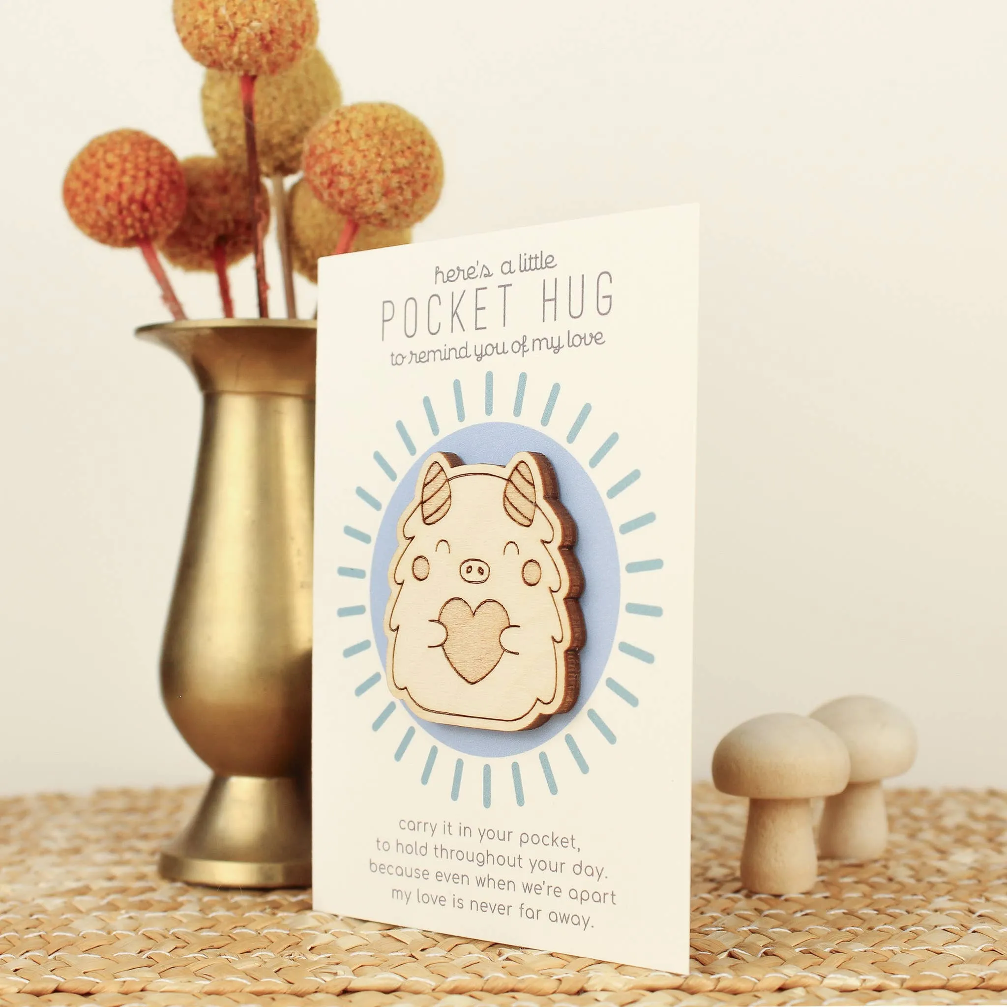 Wooden Pocket Hug - Monster | Thinking of You Gift