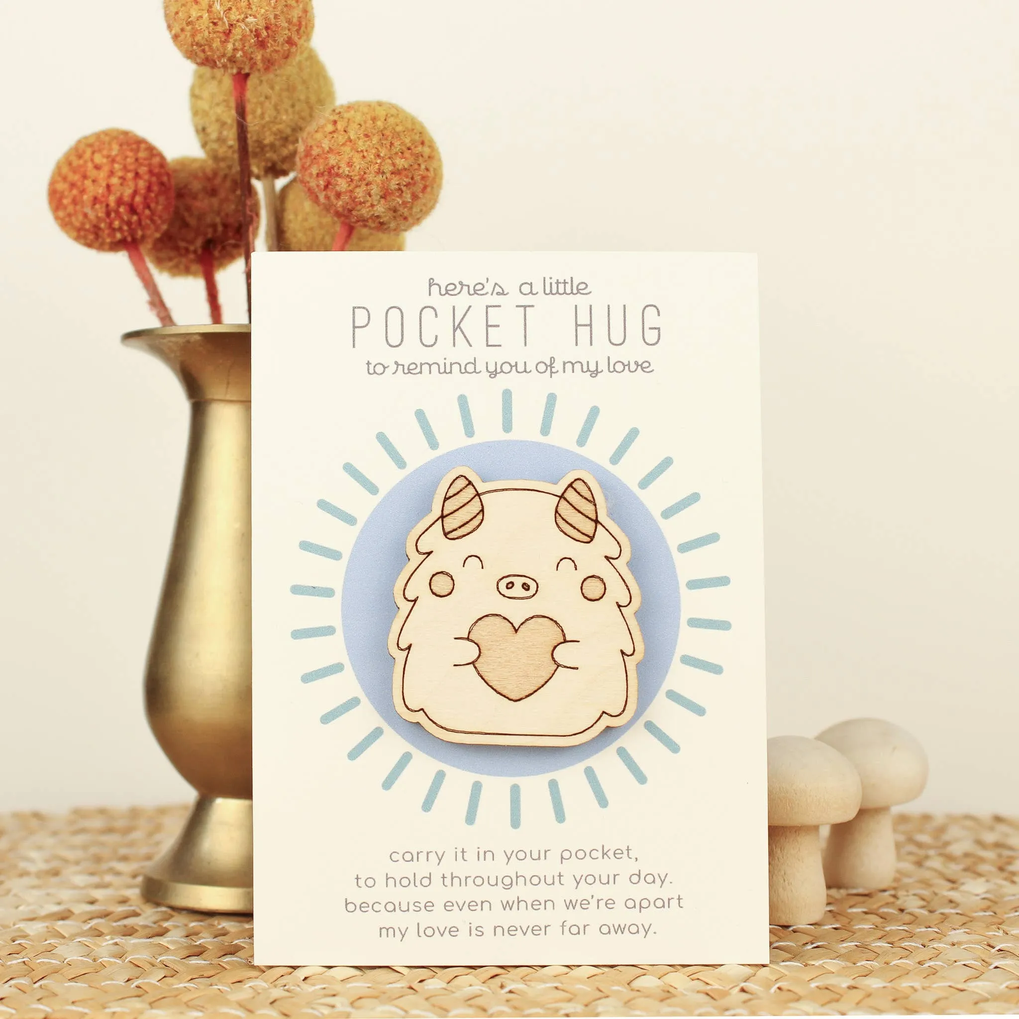 Wooden Pocket Hug - Monster | Thinking of You Gift