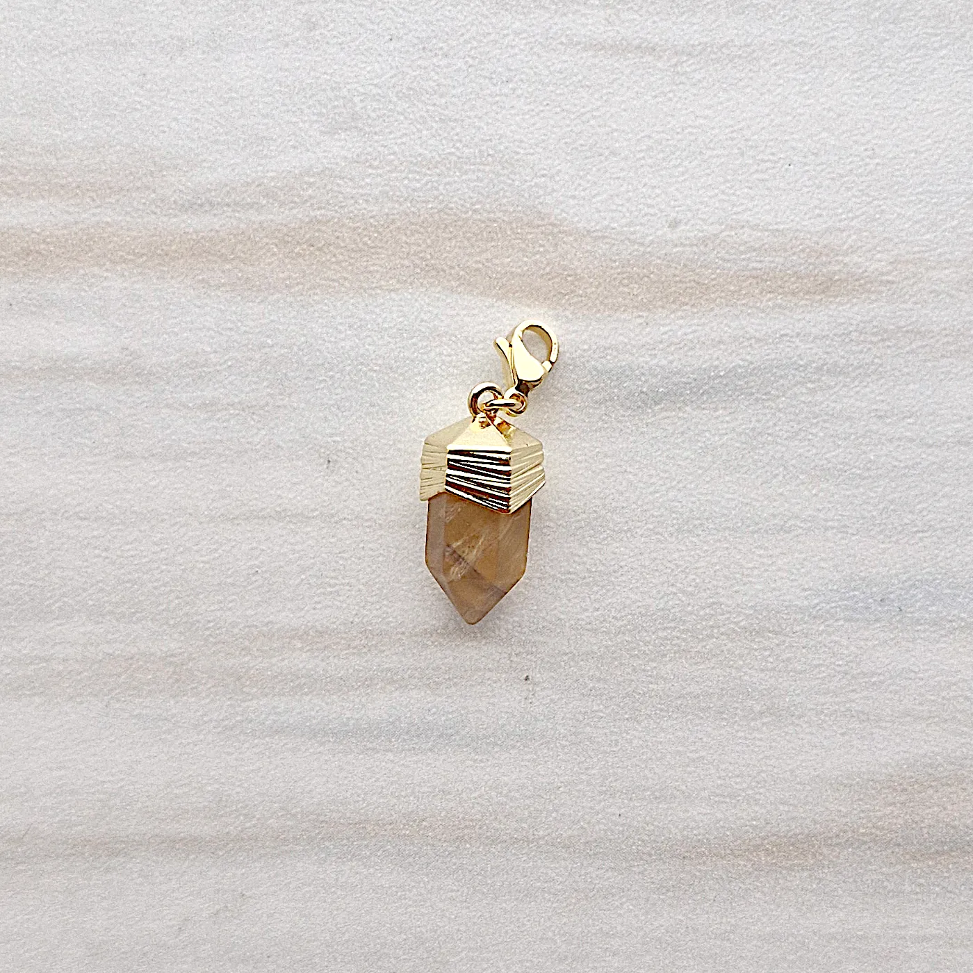 Yellow Quartz Hexagon Spearpoint Charm